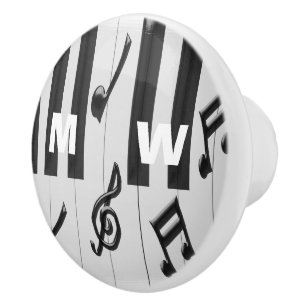 Custom Monogrammed Piano Keyboard Ceramic Knob