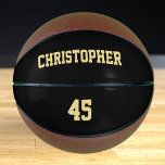 Custom Monogrammed Player Club Team Name Number<br><div class="desc">Create your own custom, personalized, faux gold elegant stylish typography / script / text / name, regulation size, hand stitched basketball. Simply enter the player / team / club / school / college / event / tournament name, and player jersey number, to customize. While you add / design, you'll be...</div>