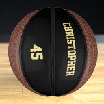 Custom Monogrammed Player Club Team Name Number<br><div class="desc">Create your own custom, personalized, faux gold elegant stylish typography / script / text / name, mini size, hand stitched basketball. Simply enter the player / team / club / school / college / event / tournament name, and player jersey number, to customize. While you add / design, you'll be...</div>