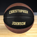 Custom Monogrammed Player Team Club School Name Mini Basketball<br><div class="desc">Create your own custom, personalized, faux gold elegant stylish typography / script / text / name, mini size, hand stitched basketball. Simply enter the player / team / club / school / college / event / tournament name, to customize. While you add / design, you'll be able to see a...</div>