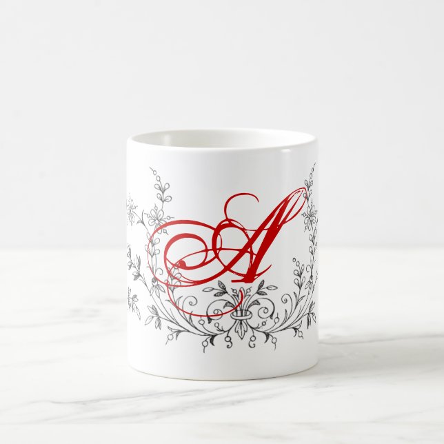 Custom Monogrammed Pretty Design Personalized Coffee Mug (Center)