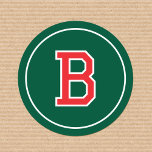 Custom Monogrammed Retro Bold Green Red Classic Round Sticker<br><div class="desc">Create your own monogrammed stickers with this simple and stylish design. These circular stickers are personalized with the recipient's first name initial in classic block-style lettering. You can also customize the 'background' colour by using the 'Edit using design tool' feature. Monogram stickers make a wonderful addition to your gift wrap,...</div>