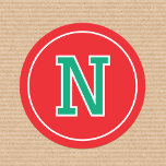 Custom Monogrammed Retro Bold Red Green Classic Round Sticker<br><div class="desc">Create your own monogrammed stickers with this simple and stylish design. These circular stickers are personalized with the recipient's first name initial in classic block-style lettering. You can also customize the 'background' colour by using the 'Edit using design tool' feature. Monogram stickers make a wonderful addition to your gift wrap,...</div>