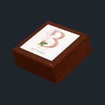 Custom Monogrammed Rose Gold Floral Initial Gift Box<br><div class="desc">The letter B - a beautiful monogram initial in rose gold embellished with an exquisite watercolor floral and geometric shape pattern.  Ideal gift and keepsake idea for your favourite bridesmaid.  Easily customize the name of your choice.</div>