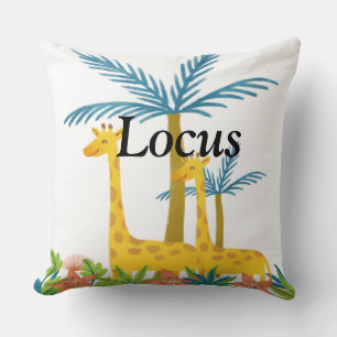 Custom monogrammed safari woodland animals nursery throw pillow