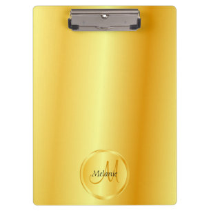 Custom Monogrammed Template Faux Gold Elegant Clipboard