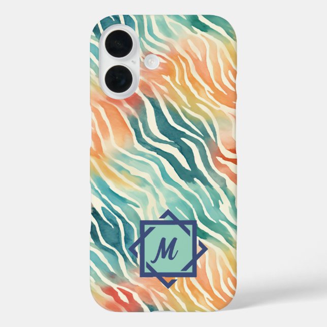 Custom Monogrammed Watercolor Artistic Pattern Case-Mate iPhone Case (Back)
