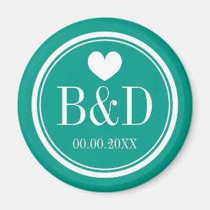 Custom monogrammed wedding party favour magnets