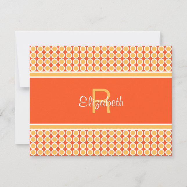 Custom Monogrammed Yellow Orange Geometric Pattern Card (Front)