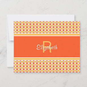 Custom Monogrammed Yellow Orange Geometric Pattern Card