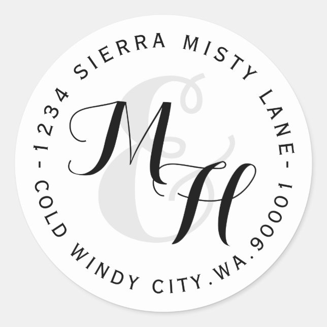 Custom Monograms Circular Return Address Label (Front)