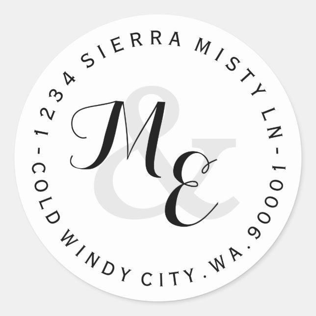 Custom Monograms Circular Return Address Label II (Front)