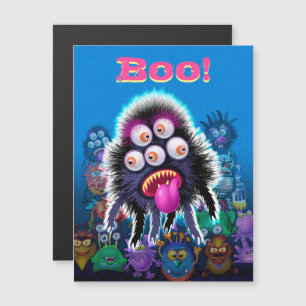 Custom Monster Halloween Magnetic Postcard. Magnetic Invitation