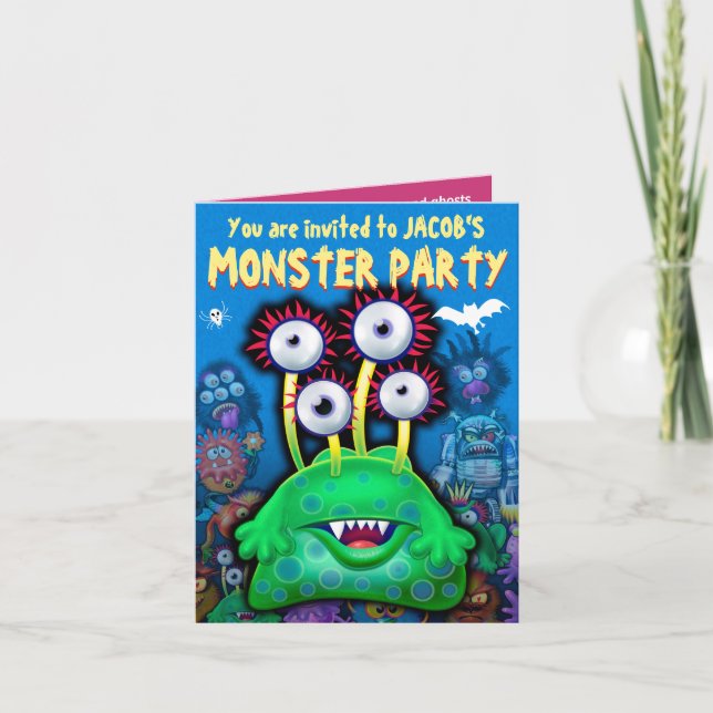 Custom Monster Halloween Party invite - Bogwump! (Front)