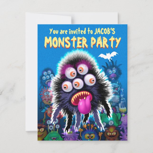 Custom Monster Halloween Party invite - GogSpider! (Front)