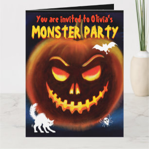 Custom Monster Halloween Party invite - Pumpkin!