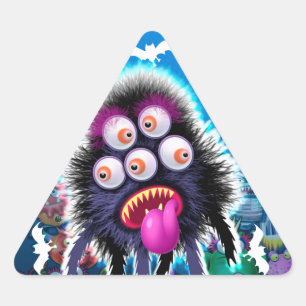 Custom Monster Halloween Sticker. Triangle Sticker