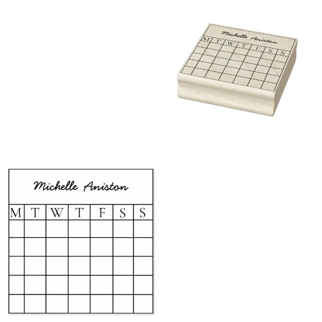 Custom  Monthly Calendar Planner Rubber Stamp (Stamped)