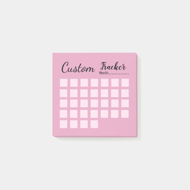 Custom monthly habit tracker blush pink  post-it notes (Front)