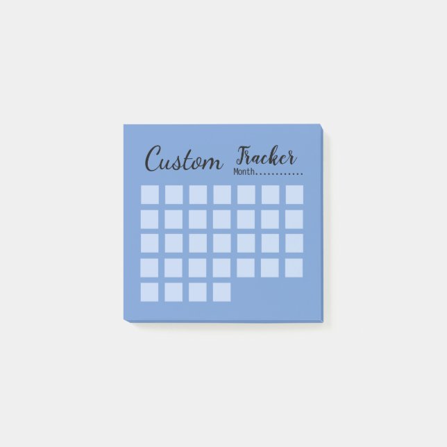 Custom monthly habit tracker cornflower blue post-it notes (Front)