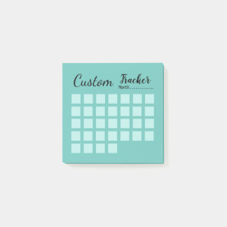 Custom monthly habit tracker light teal post-it notes