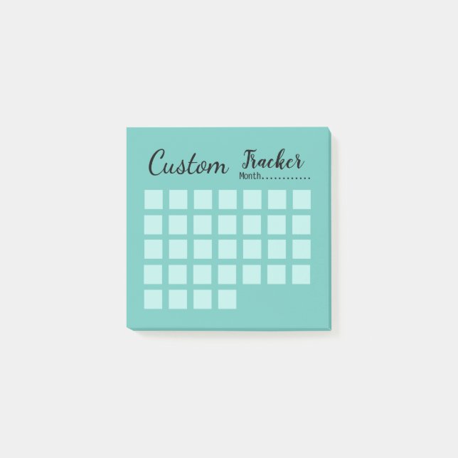 Custom monthly habit tracker light teal post-it notes (Front)