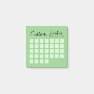 Custom monthly habit tracker sage green  post-it notes