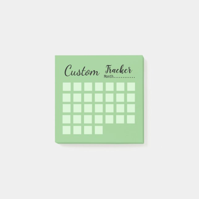 Custom monthly habit tracker sage green  post-it notes (Front)