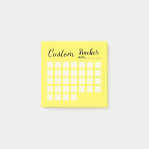 Custom monthly habit tracker yellow post-it notes