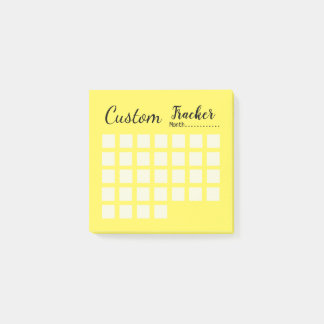 Custom monthly habit tracker yellow post-it notes