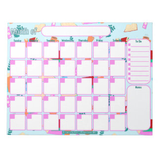 Custom Monthly Planner | Cozy Book Lovers Pattern Notepad