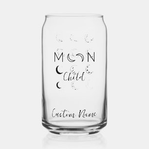 Custom Moon Child Monogram Can Glass by Dream Fox