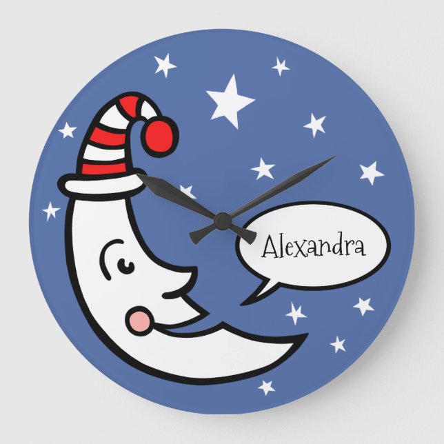 Custom Moon Face and Stars Round Large Clock (Front)