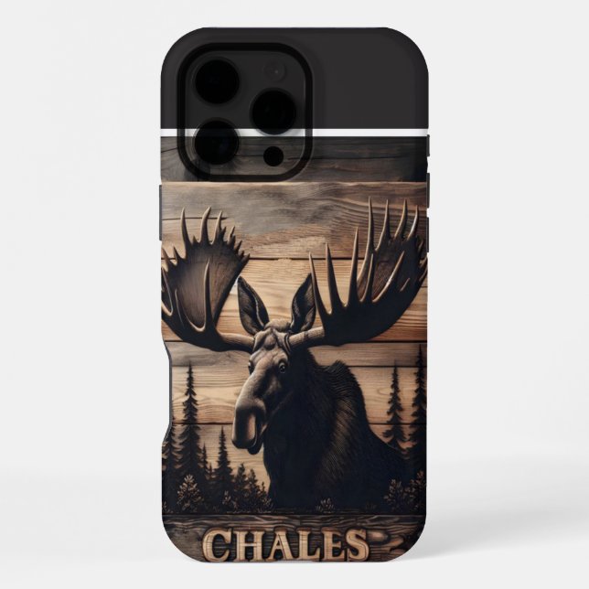 Custom Moose Wood Art iPhone Case (Back)