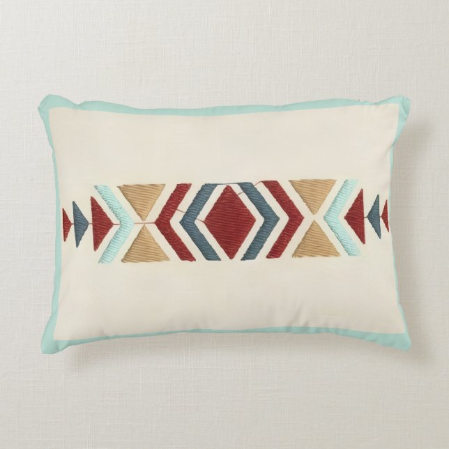 Custom Moroccan Geometric Embroidery Pattern Art Accent Pillow (Front)