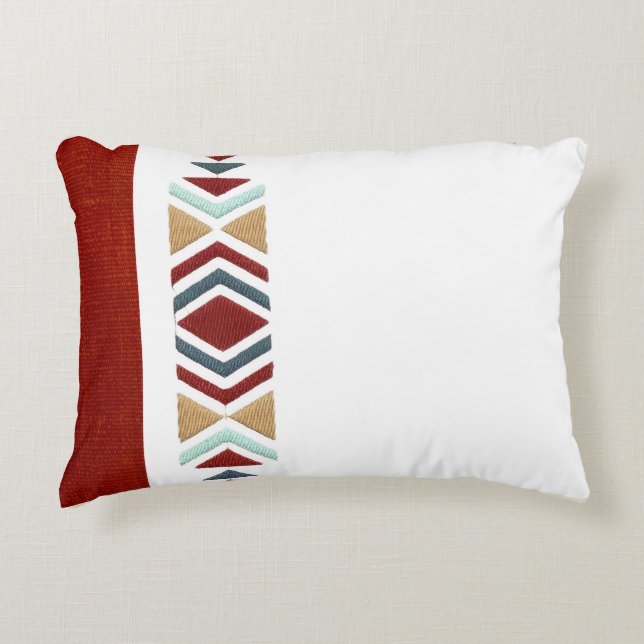 Custom Moroccan Geometric Embroidery Pattern Art Accent Pillow (Front)