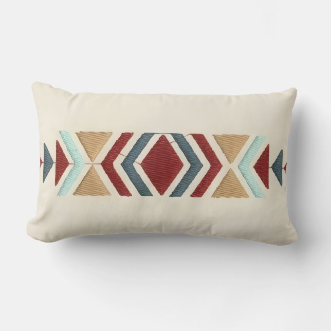 Custom Moroccan Geometric Embroidery Pattern Art Lumbar Pillow (Front)