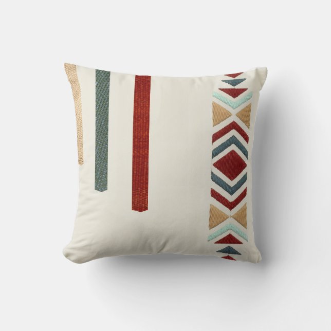 Custom Moroccan Geometric Embroidery Pattern Art Throw Pillow (Front)