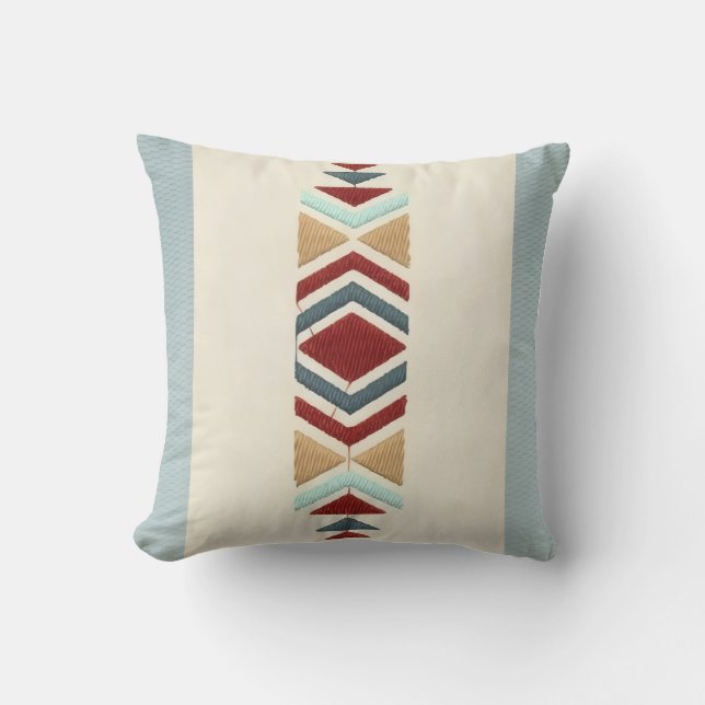 Custom Moroccan Geometric Embroidery Pattern Art Throw Pillow (Front)