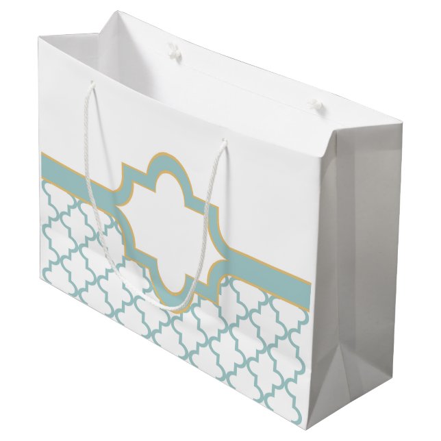 Custom Moroccan Pattern with Name plate & Monogram Large Gift Bag (Front Angled)