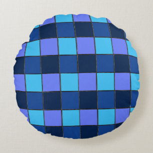Custom  Mosaic Tile & Pixel Grid Pattern Round Pillow