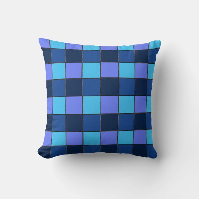 Custom  Mosaic Tile & Pixel Grid Pattern Throw Pillow (Front)