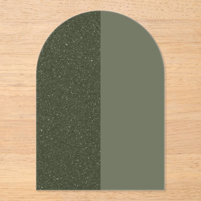Custom Moss Green Arch Acrylic Invitation (Front)