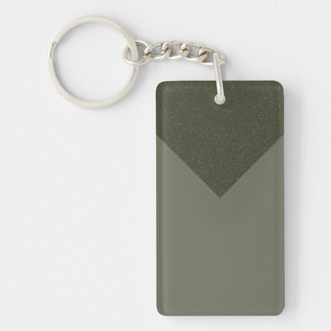 Custom Moss Green Chevron Keychain – Customizable (Front)