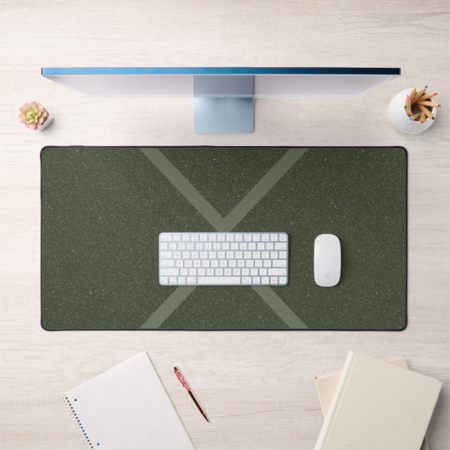 Custom Moss Green Desk Mat with X Accent (Office 1)