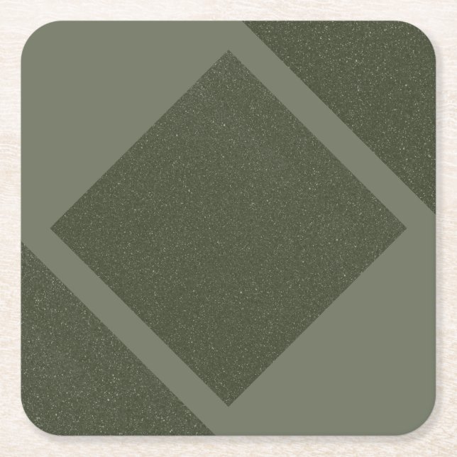 Custom Moss Green Geometric - Paper Coaster (Front)