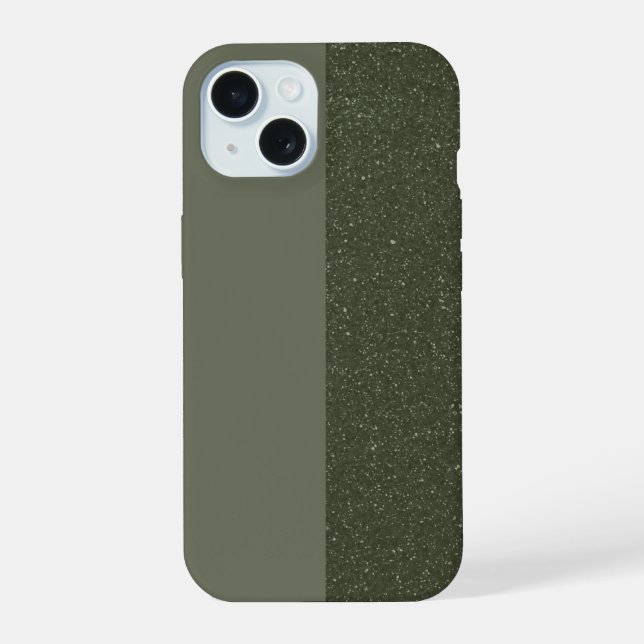 Custom Moss Green Noise Split iPhone 15 Case (Back)