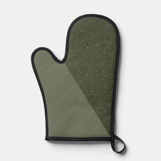 Custom Moss Green Oven Mitt with Diagonal Split (Front)