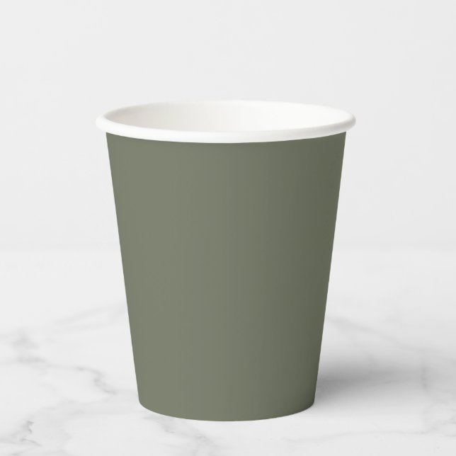 Custom Moss Green Paper Cups - Bulk Drinkware (Front)