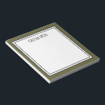 Custom Moss Green White Editable Colour Notepad<br><div class="desc">Modern and trendy moss green (background colour can be edited) personalized notepad with your name or any text you choose at the top.</div>